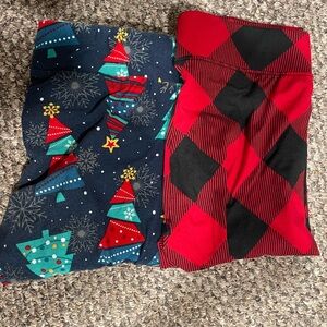 2 Pair Festive Christmas Patterned Women's Leggings